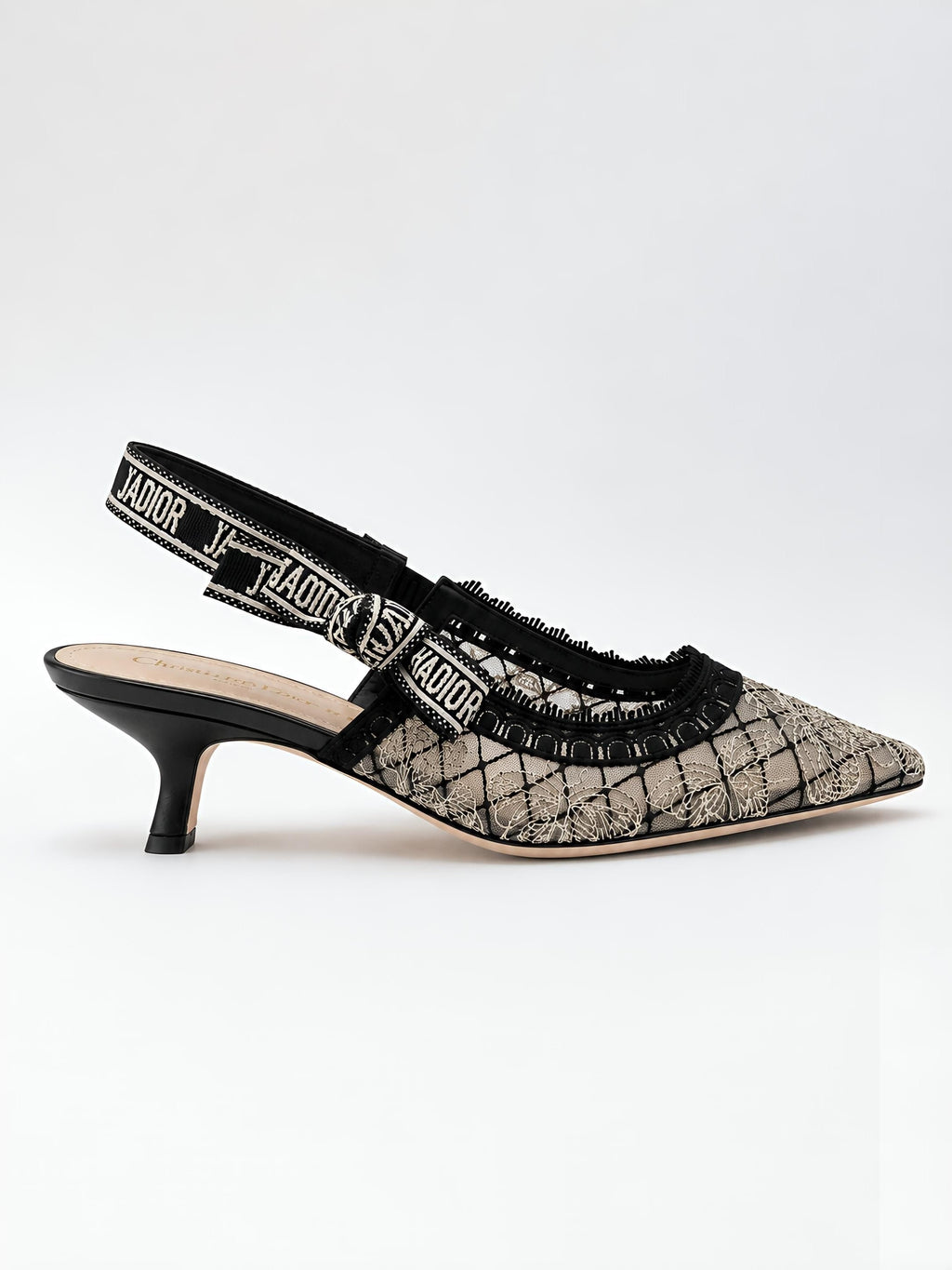 Mesh Butterly Embroidered J'Adior Slingback - Imported