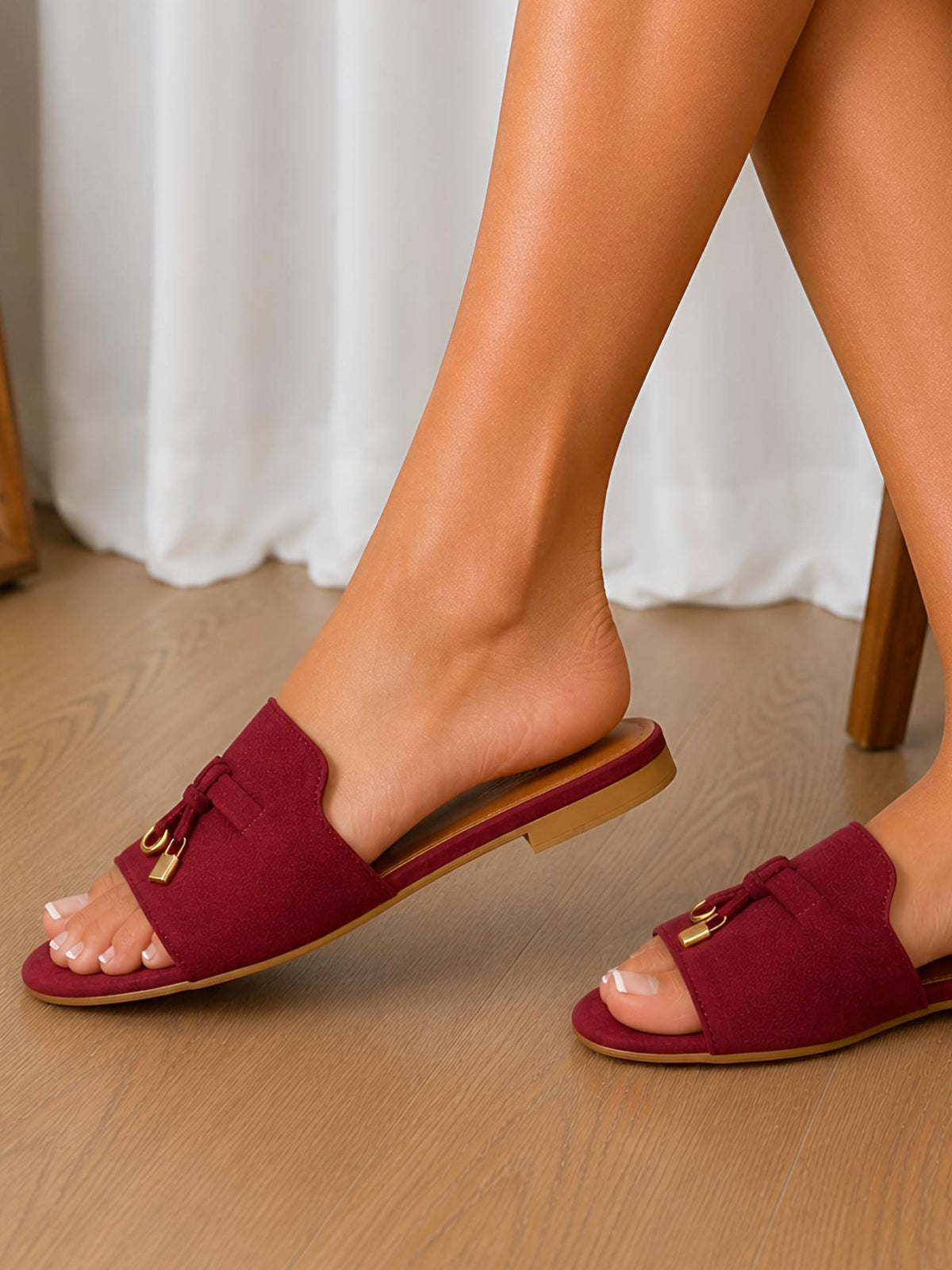 Suede Summer Charms Flat Slides