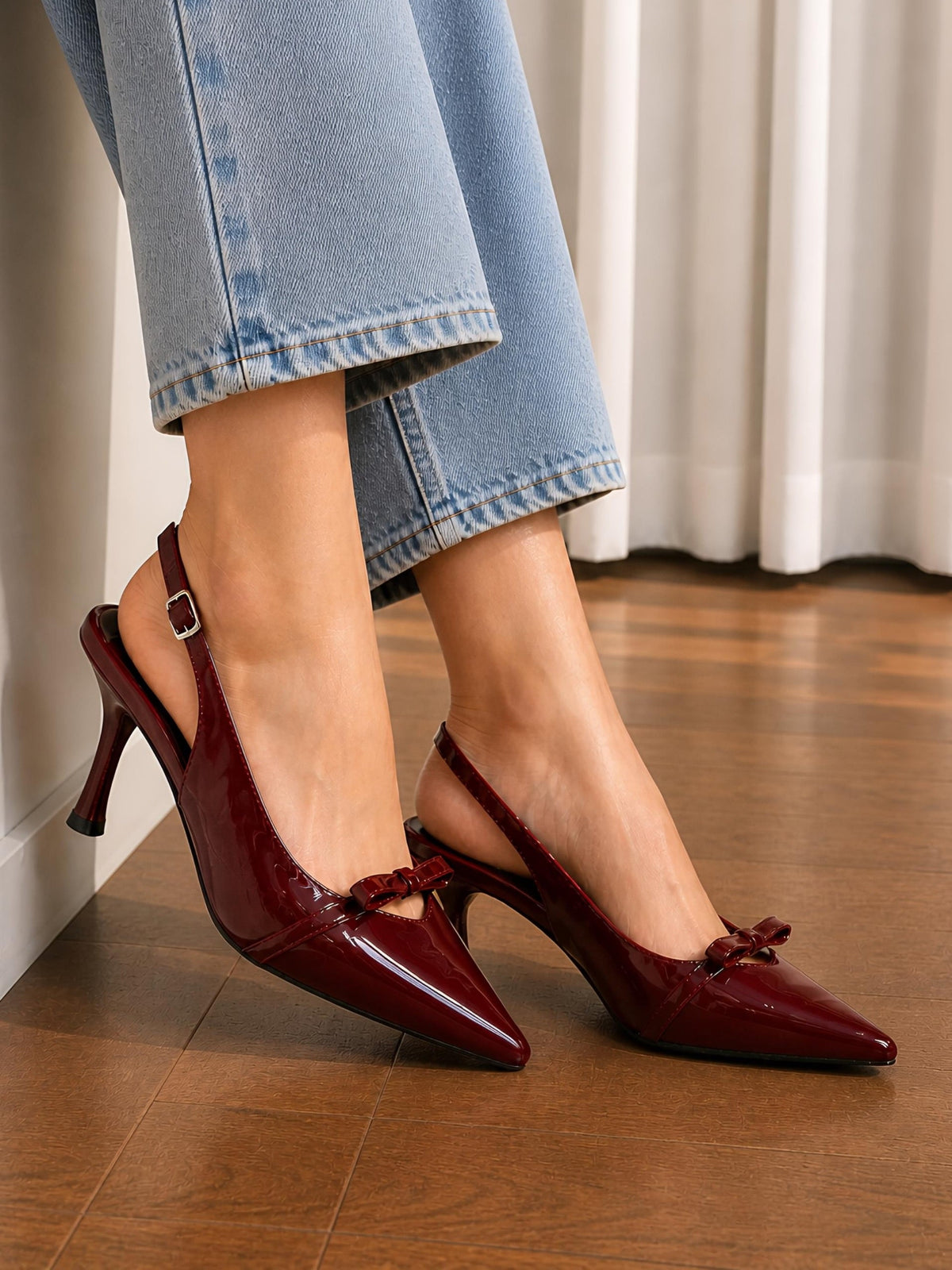THE CELINE HEELS- CHERRY RED