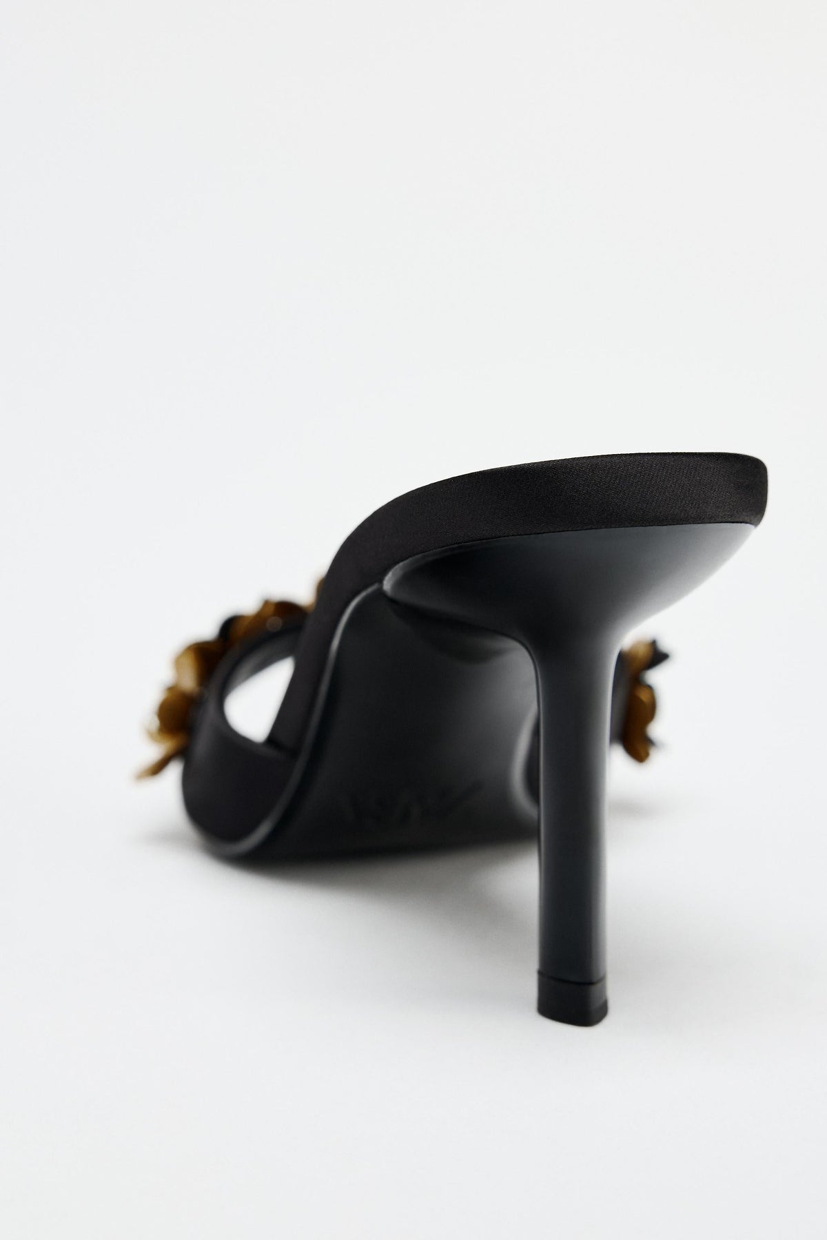 Satan High-Heel Sandals with Floral Detail