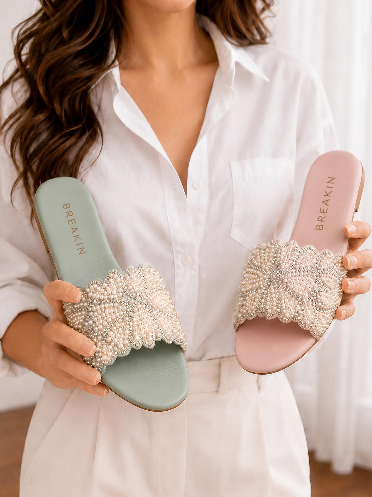 Crystal Embroidery Pearl Slipper